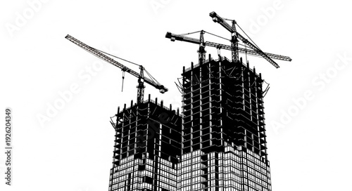 Construction Site with Tower Cranes.