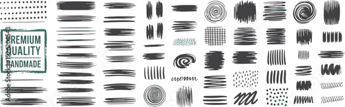 Hand drawn brush strokes, abstract lines dots swirls, premium handmade texture elements, artistic design resources, modern graphic illustration background