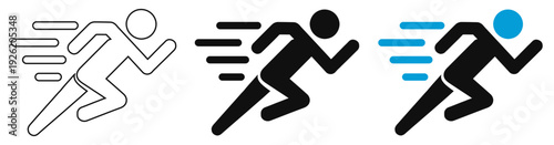 Modern Running Man Icon Set for Fast Delivery Logistics and Athletic Sports Motion Design
