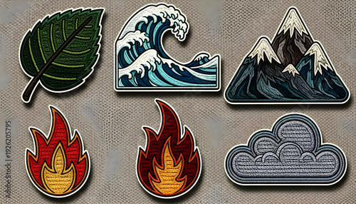Nature icon set with 6 elements
