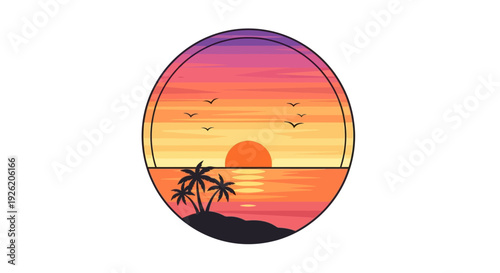 Pixel Art Sunset Beach with Palm Trees and Ocean Reflection