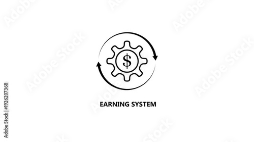 Earning System Concept with Circular Gear and Dollar Sign Animation