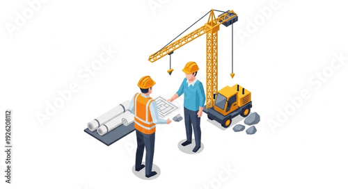 Construction Workers Inspecting Crane Equipment.