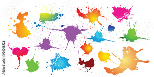 Colorful Paint Splatter Collection Abstract Ink Splash Set Creative Background