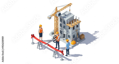 Construction Workers Building House Structure.