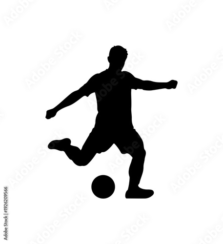 Soccer player kicking ball with dynamic movement