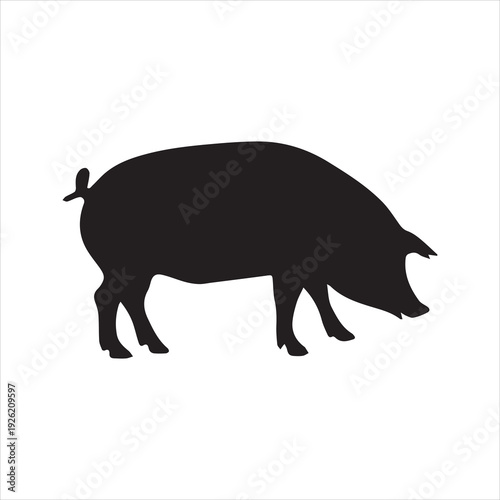 Pig silhouette vector icon - Pork, bacon, or swine illustration isolated on white background
