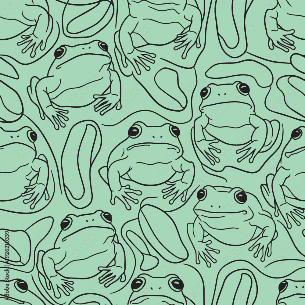Fototapeta premium Seamless funny vector pattern with frogs design