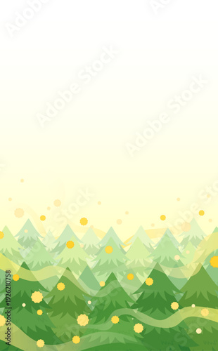 飛散する花粉とスギ並木のイラスト2_縦