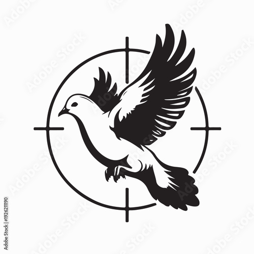 Dove Bird in Hunter’s Crosshairs Logo Vector Design On White Background