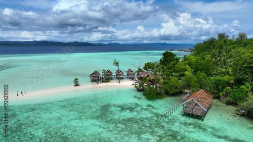 Aerial View of a Tropical Island Paradise at Raja Ampat Islands, Indonesian archipelago, West Papua, Indonesia