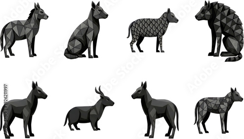 Animal icons set, 8 animal illustrations