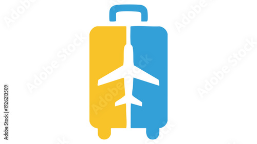 Icon of a suitcase with an airplane symbol representing travel or vacation