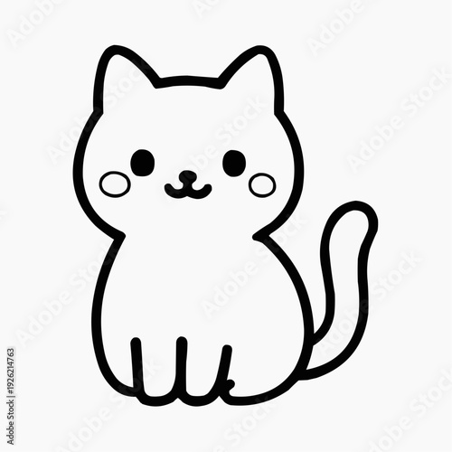 Cute cartoon cat with sweet expression and rosy cheeks