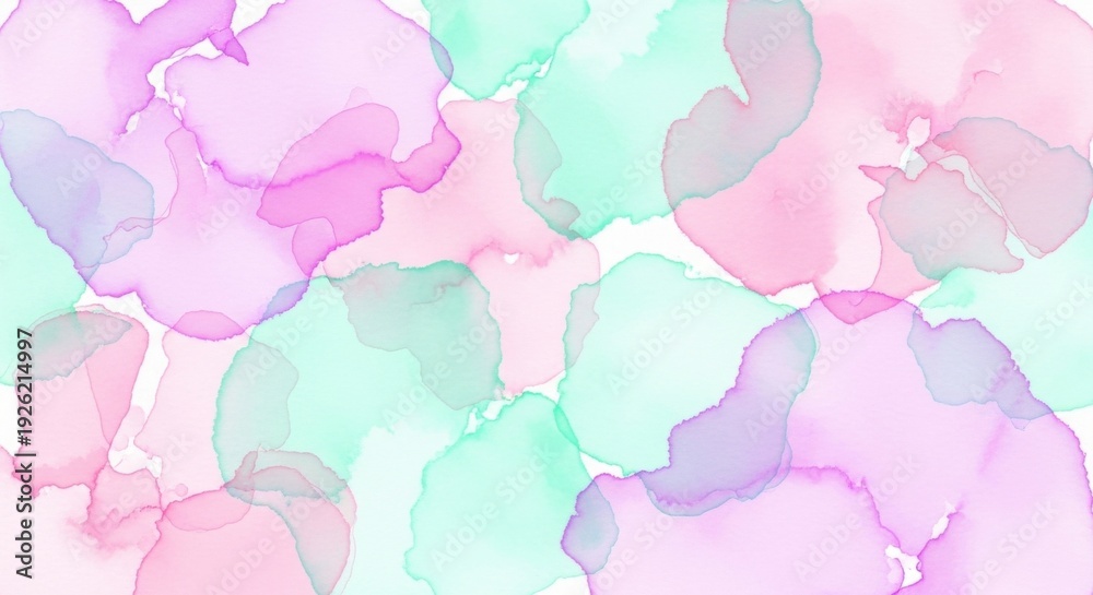 Obraz premium Pink and Mint Pastel Floral Watercolor Abstract Background
