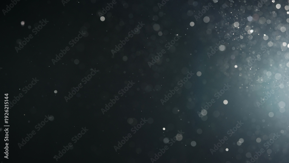 Obraz premium background of particles wave in air over black background and lens flare