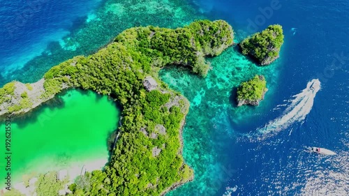 The tropical lagoon on Rufas Island near Piaynemo in South West Papua Indonesia's Raja Ampat.	