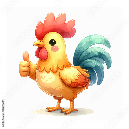 A cartoon chicken giving a thumbs up.