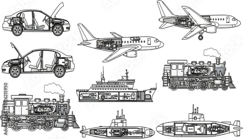 Transportation icon set