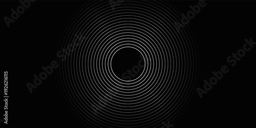 Create a bold look with a centric circle background featuring vector graphics of sound waves.