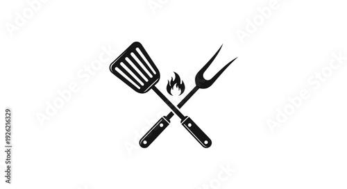 Crossed Grill Spatula and Fork.