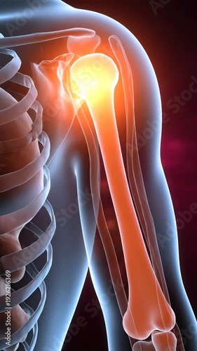 Human Anatomy and Muscular System Highlight with Shoulder Pain Focus