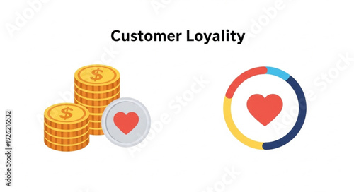 Customer Loyalty Coins Heart Symbol.