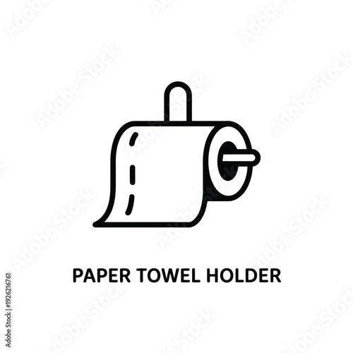 Simple black and white illustration of a paper towel holder design