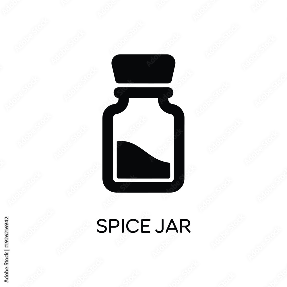 Obraz premium Simple black silhouette of a spice jar with a labeled text below