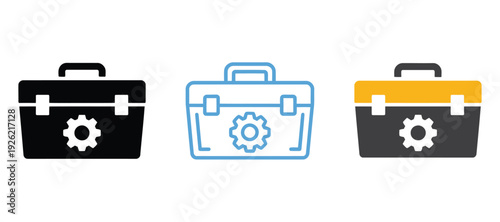 Toolbox Icon Set Multiple Style Collection, Vector Illustrations of Tools, Toolkits, and Hardware Symbols