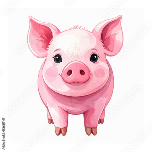 Cute pink piglet with big eyes.