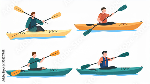 Kayak Silhouette Vector Set – Paddling and Water Sports Icons