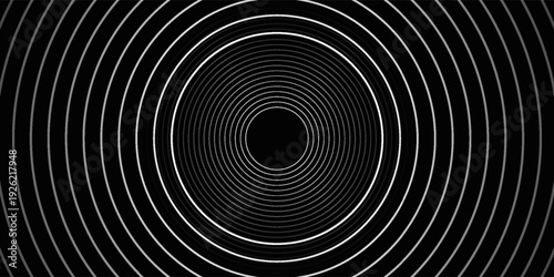 Create a bold look with a centric circle background featuring vector graphics of sound waves.