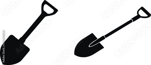 Shovel silhouette vector, Shovel vector illustration