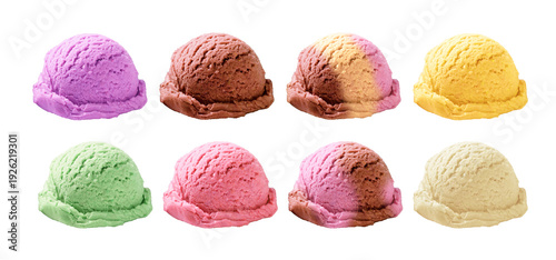 Cuadro en lienzo Delicious Ice Cream Scoops in Various Flavors for Design Projects
