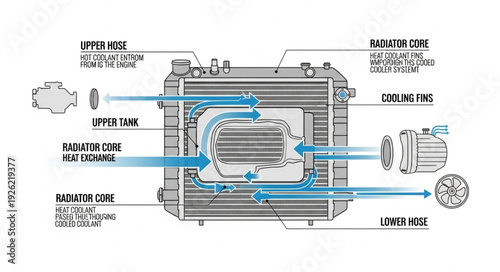 Detailed Diagram of Car Radiator System.