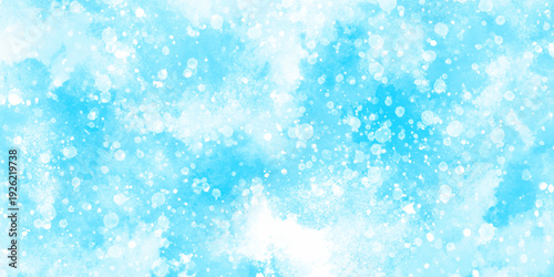 Abstract blue sky watercolor background. light blue bokeh glitter background on blurred texture. watercolor stain with hand paint pattern on blue splash with canvas. beautiful blue sky with cloud.