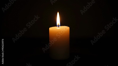 Realistic dark room, single candle burning steadily, no dramatic dimming, stable natural flame movement, 6 seconds, 4K loopable