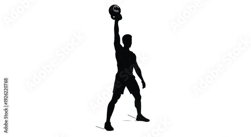 Silhouette of a person performing a kettlebell overhead press for a powerful workout.