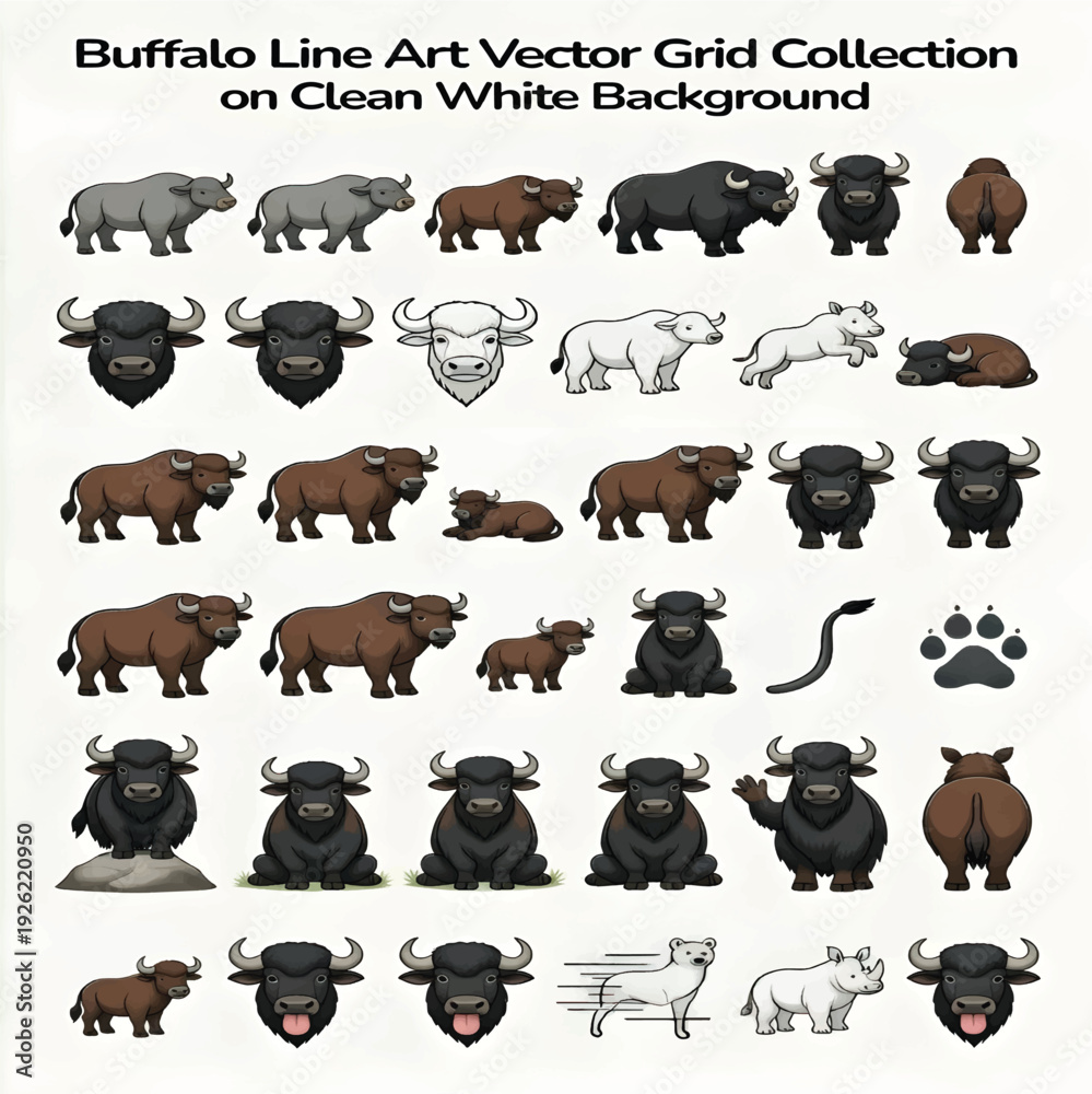 Fototapeta premium Buffalo Illustration Isolated on White Background