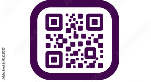 Purple QR Code on White Background.