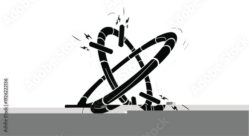 Abstract dynamic lines forming a chaotic entanglement on a minimalist background