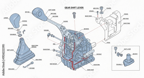 Detailed Car Engine Diagram Illustration.