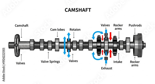 Detailed Diagram of Camshaft Components.