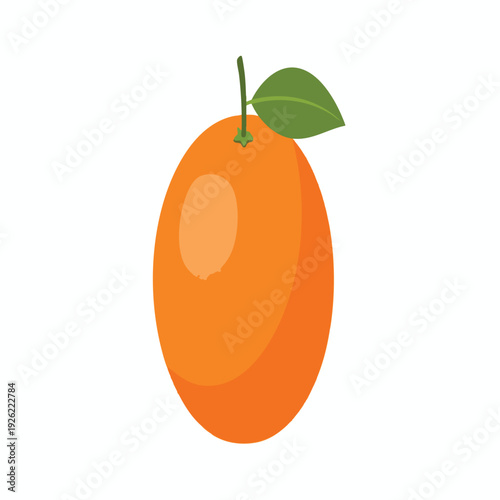 Fresh Mango Fruit with Green Leaf on a White Background