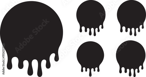 drip paint circle set melting ink shapes vector illustration