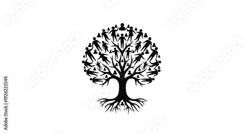 Generations connected in a symbolic tree of life illustration