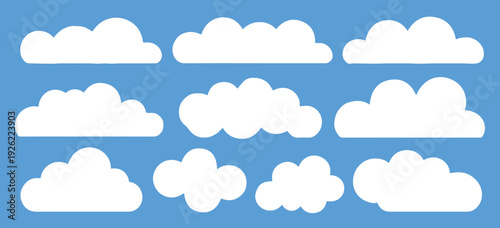 cloud icon set stylized cloud illustrations on blue background