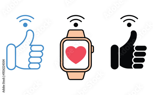 Wearable Technology Multiple Style Icons Set, Editable Vector Graphics of Smart Devices