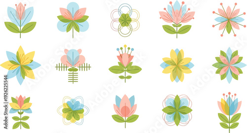 Watercolor floral illustrations set